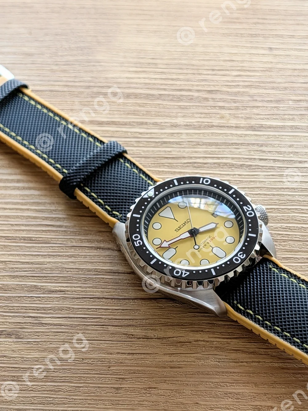 42mm Automatic Seiko Black Yellow  Diver's Mod Watch Sapphire